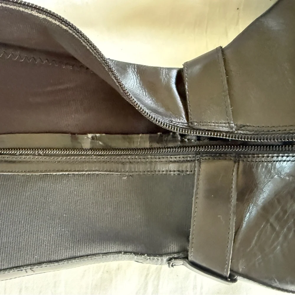 Liz Claiborne Black Leather Nicole Buckle Knee-High Riding Boots Stretch Sz 8.5M